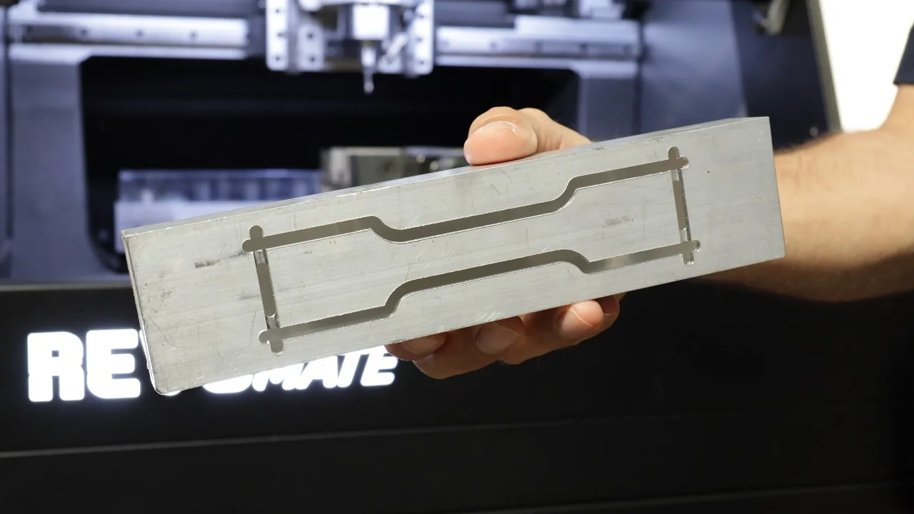 Aluminum tensile specimen machined with REVO MATE